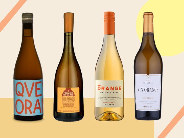 <p>The orange hue is down to prolonged contact between the grape skin, seeds and juice</p>
